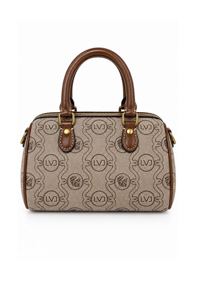 Monogram Desenli Speedy Tasarım Mini Boy Uzun Askılı Kadın El Çantası Camel