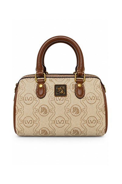 Monogram Desenli Speedy Tasarım Mini Boy Uzun Askılı Kadın El Çantası Haki