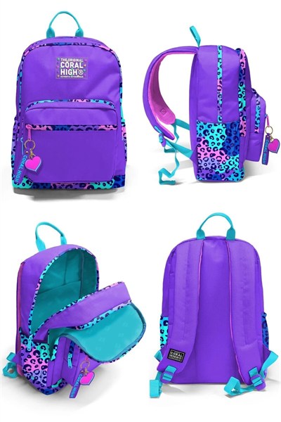 Mor Leopar Desenli 3’lü Okul Çanta Seti SET0123632