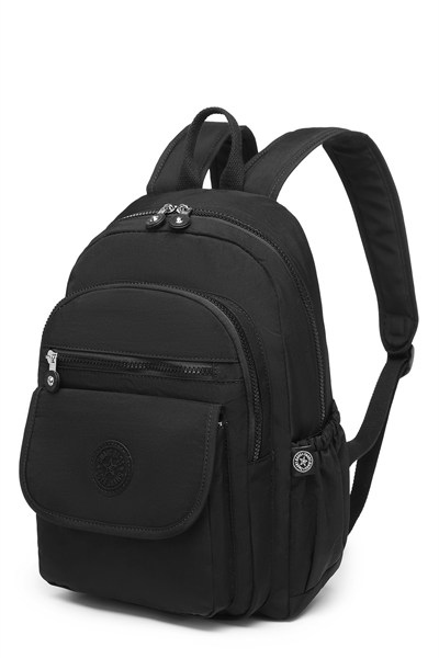 Orta Boy Krinkıl Kumaş Kadın Sırt Çantası Bc 1187 - Siyah