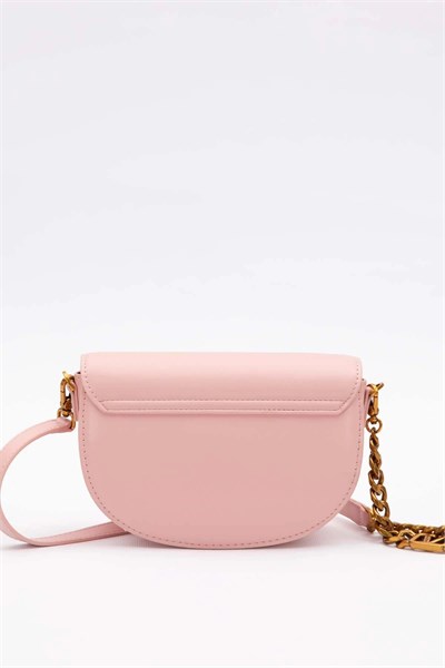 Pembe Oval Zincir Detaylı Omuz Çantası