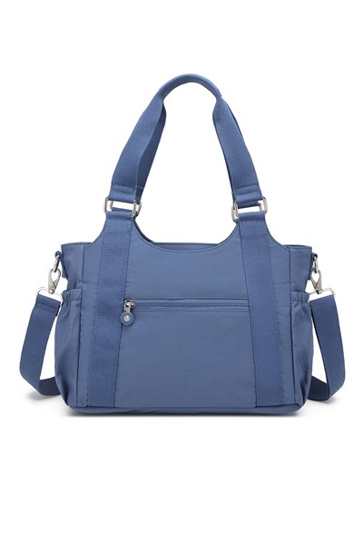 Smart Bags Günlük Orta Boy Su Geçirmez Krınkıl Kumaş Kadın Omuz Çantası Mavi