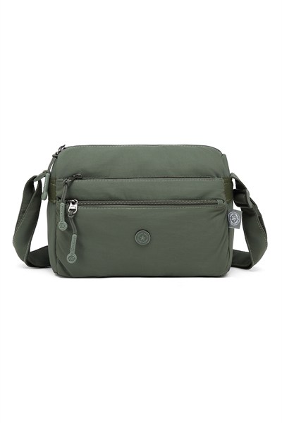 Smart Bags Haki Kadın Omuz Çantası Hafif Kumaş Çok Cepli Çapraz Uzun Askılı