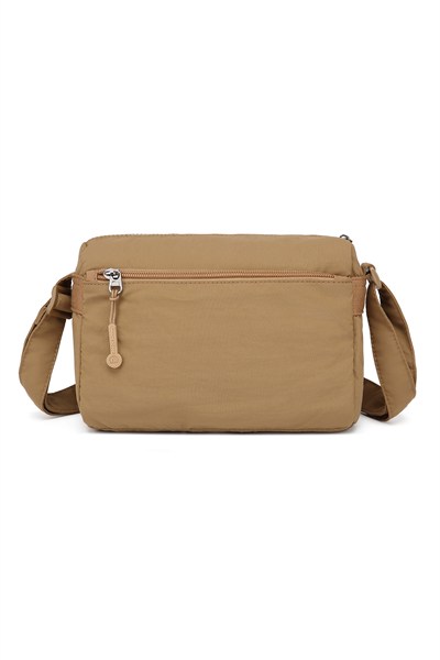 Smart Bags Kahve Kadın Omuz Çantası Hafif Kumaş Çok Cepli Çapraz Uzun Askılı