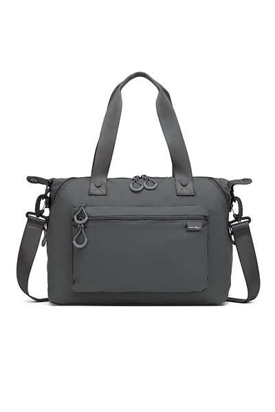 Smart Bags Koyu Gri Kadın Omuz ve Spor Çantası Hafif Kumaş Uzun Askılı Çok Cepli