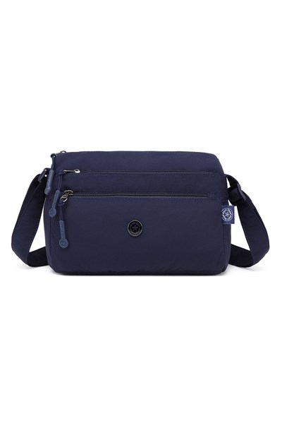Smart Bags Lacivert Kadın Omuz Çantası Hafif Kumaş Çok Cepli Çapraz Uzun Askılı