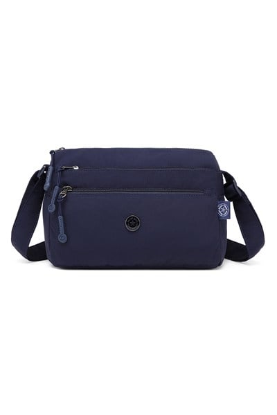 Smart Bags Lacivert Kadın Omuz Çantası Hafif Kumaş Çok Cepli Çapraz Uzun Askılı
