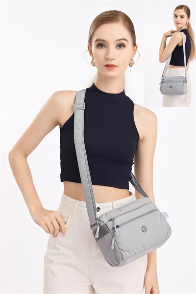 Smart Bags Mor Kadın Omuz Çantası Hafif Kumaş Çok Cepli Çapraz Uzun Askılı