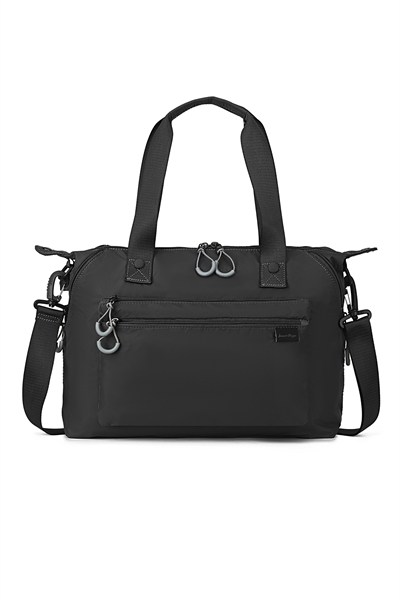 Smart Bags Siyah Kadın Omuz ve Spor Çantası Hafif Kumaş Uzun Askılı Çok Cepli