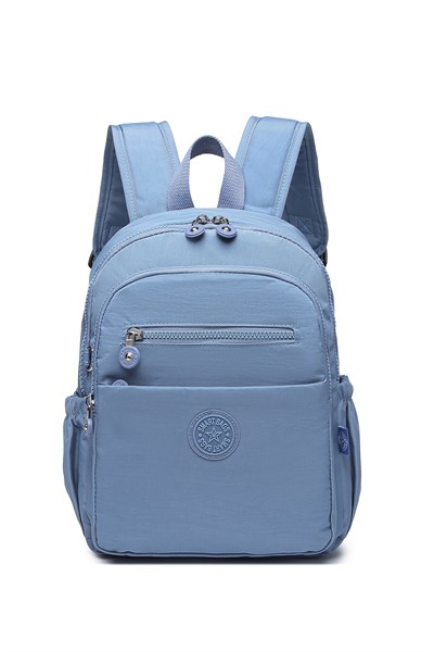 Smart Su Geçirmez Krınkıl Kumaş Tablet Bölmeli Orta Boy Kadın Günlük Sırt Çantası Jeans Mavi