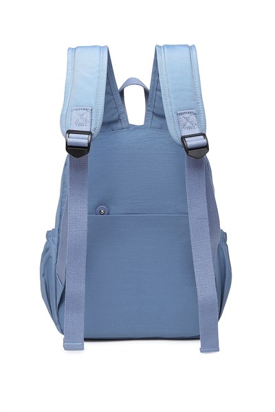 Smart Su Geçirmez Krınkıl Kumaş Tablet Bölmeli Orta Boy Kadın Günlük Sırt Çantası Jeans Mavi