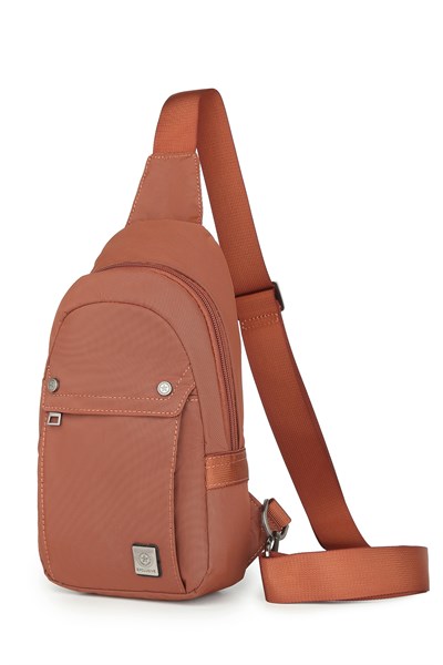 Smart Unisex Body Bag Tasarım Vücut Sırt ve Göğüs Çantası Ayarlanabilir Askılı Kiremit