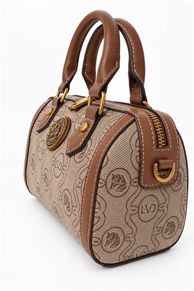 Unicorn Baskılı Mini Boy Speedy Tasarım Kadın El ve Omuz Çantası Camel