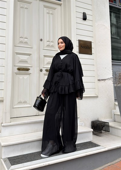 Celine Şifon Takım | Siyah