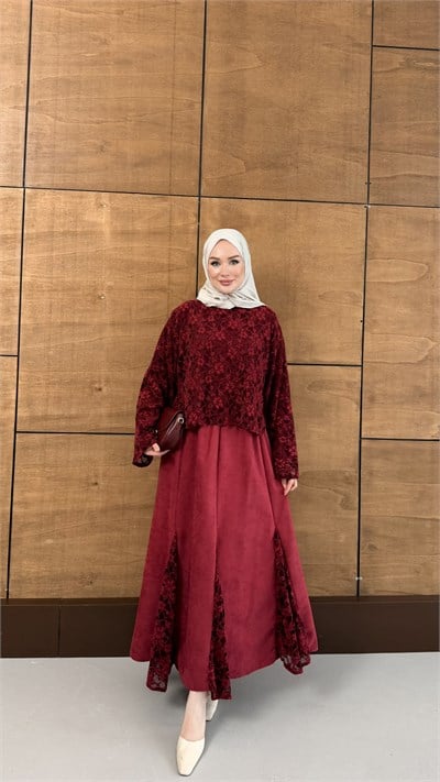 CHİL ETEKLİ TAKIM BORDO