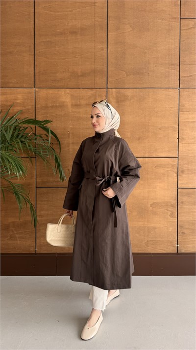 DELORA UZUN TRENCH KAHVE
