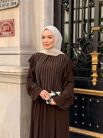 Gizia Şifon Etekli Takım | Kahve