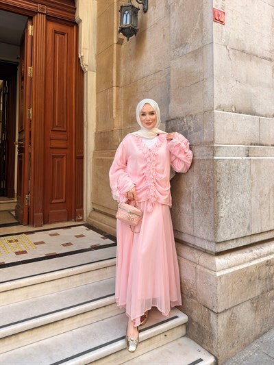 HÜMA DANTEL DETAYLI TAKIM | PEMBE