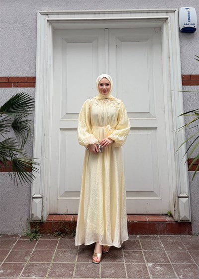 Navy Elbise | Sarı