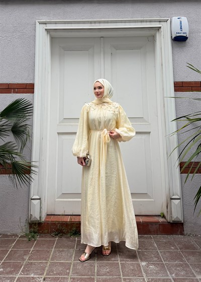 Navy Elbise | Sarı