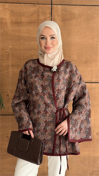 ROOS TASARIM CEKET BROŞ HEDİYELİ KAHVERENGİ