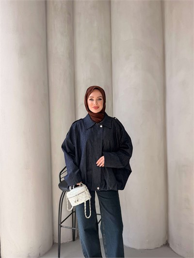 SESA GABARDIN BOMBER CEKET LACİVERT