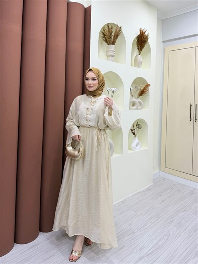 Vela Bağlama Detaylı Elbise Sarı