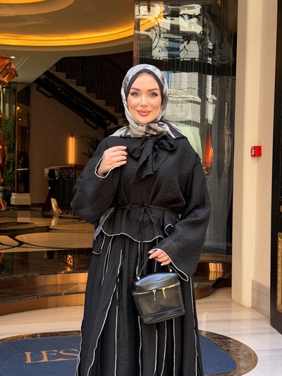 VİORA KAT DETAYLI ETEK TAKIM | SİYAH