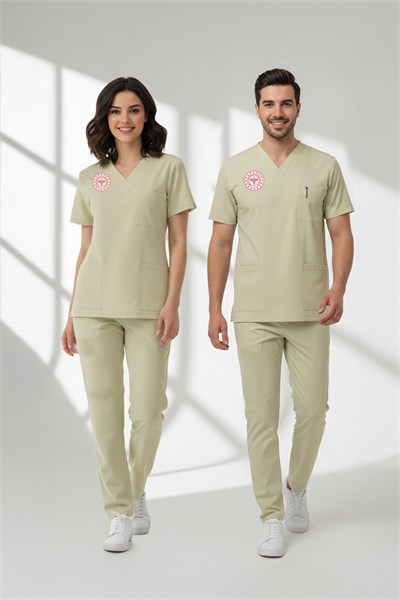 Teknisyen-Tekniker -Tıbbi Sekreter Forması  TEK ÜST Scrubs Likralı Takım Yeni Yönetmeliğe Uyumlu-Moth