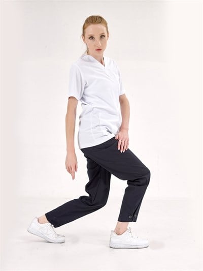 Lacivert Retro Kadın Doktor Hemşire Pantolonu (Tek Alt) Lüks Likralı Kumaş