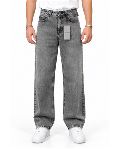 KOYU GRİ YIKAMA EFEKTLİ EXTRA BAGGY JEANS