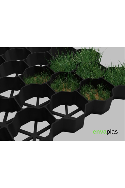 Pratik Garden Çim Ve Çakıl tutucu siyah Plastik Izgara 1 Paket (12 ADET- 3M²) Her Modül 50x50 Cm