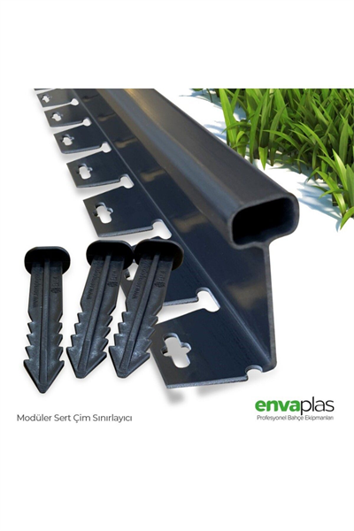 Pratik Garden Siyah Strong Düz Çim Ayırıcı 10 Mt (4X2,5MT)sınırlayıcı Ayıracı Taş Toprak Bariyeri