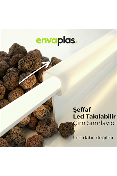 Şeffaf Led Takılabilir Esnek Çim Sınırlayıcı 20 MT Çim Taş Toprak Ayırıcı.Çim Bariyeri