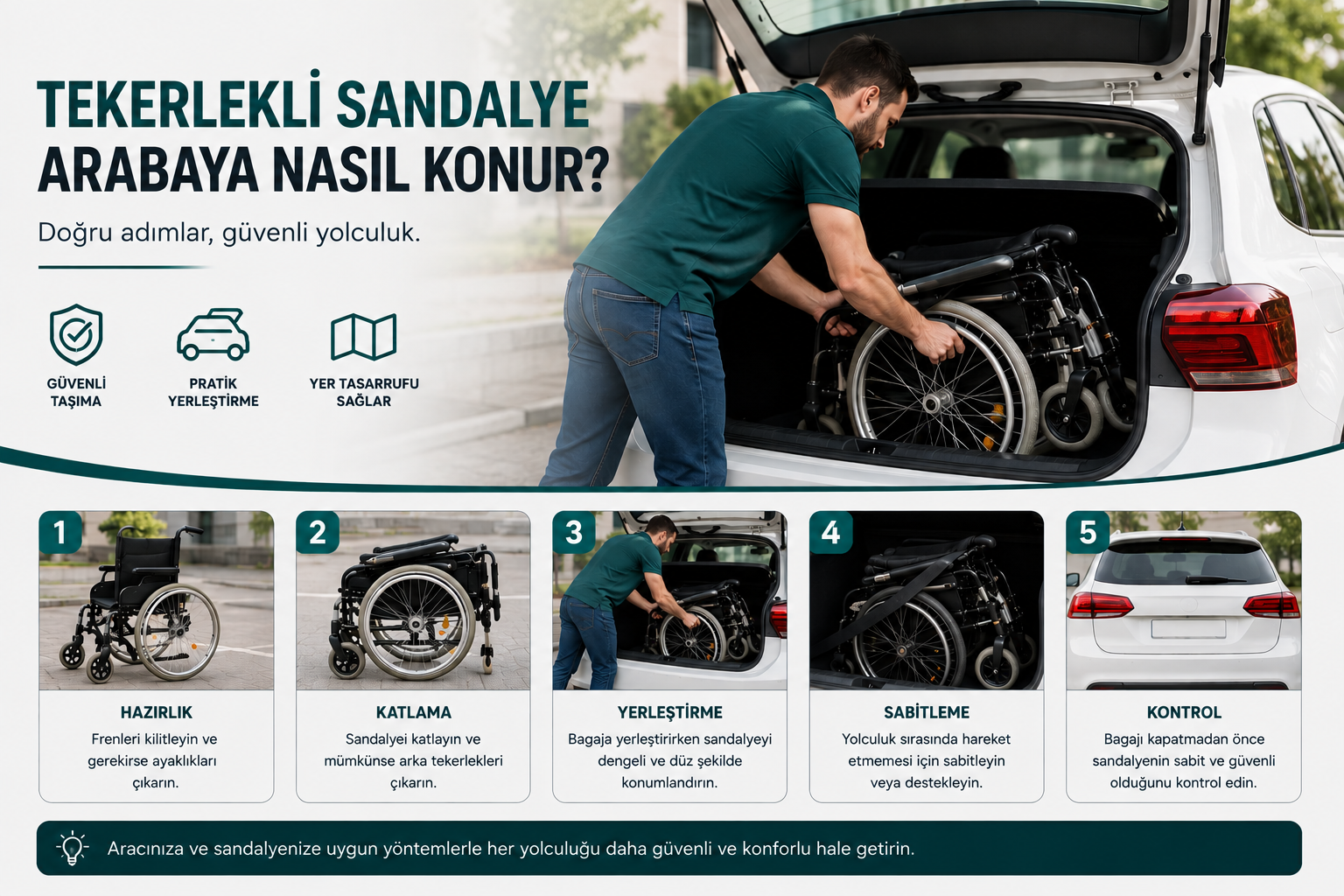 Tekerlekli sandalyenin araca yerleştirilmesi