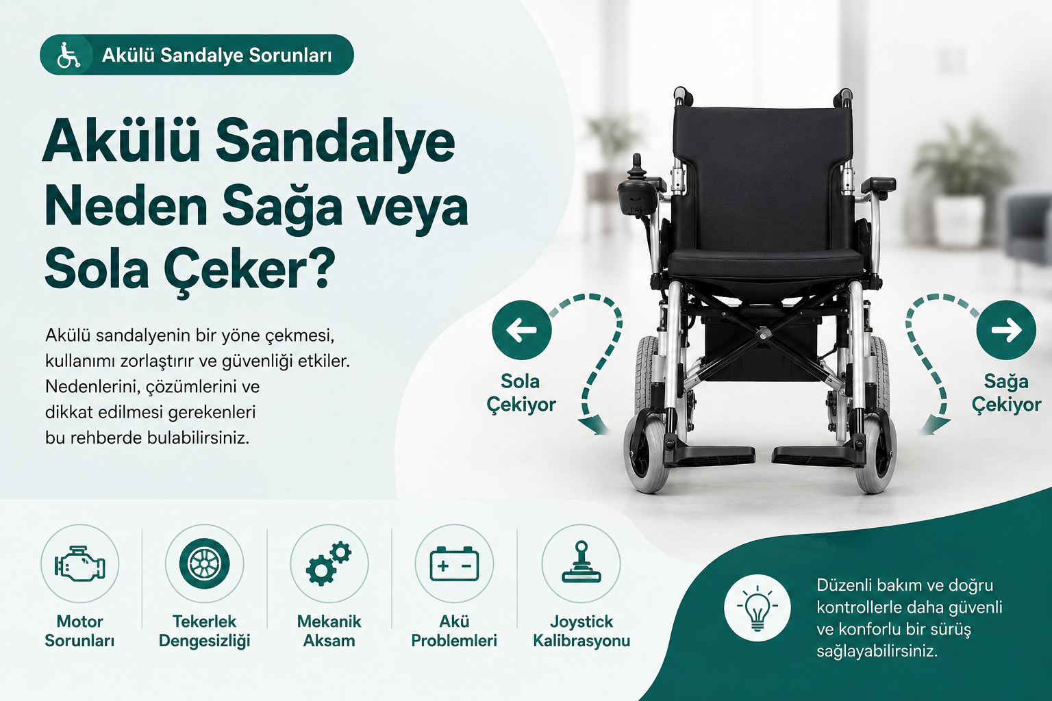 Akülü sandalye sağa sola çekme sorunu