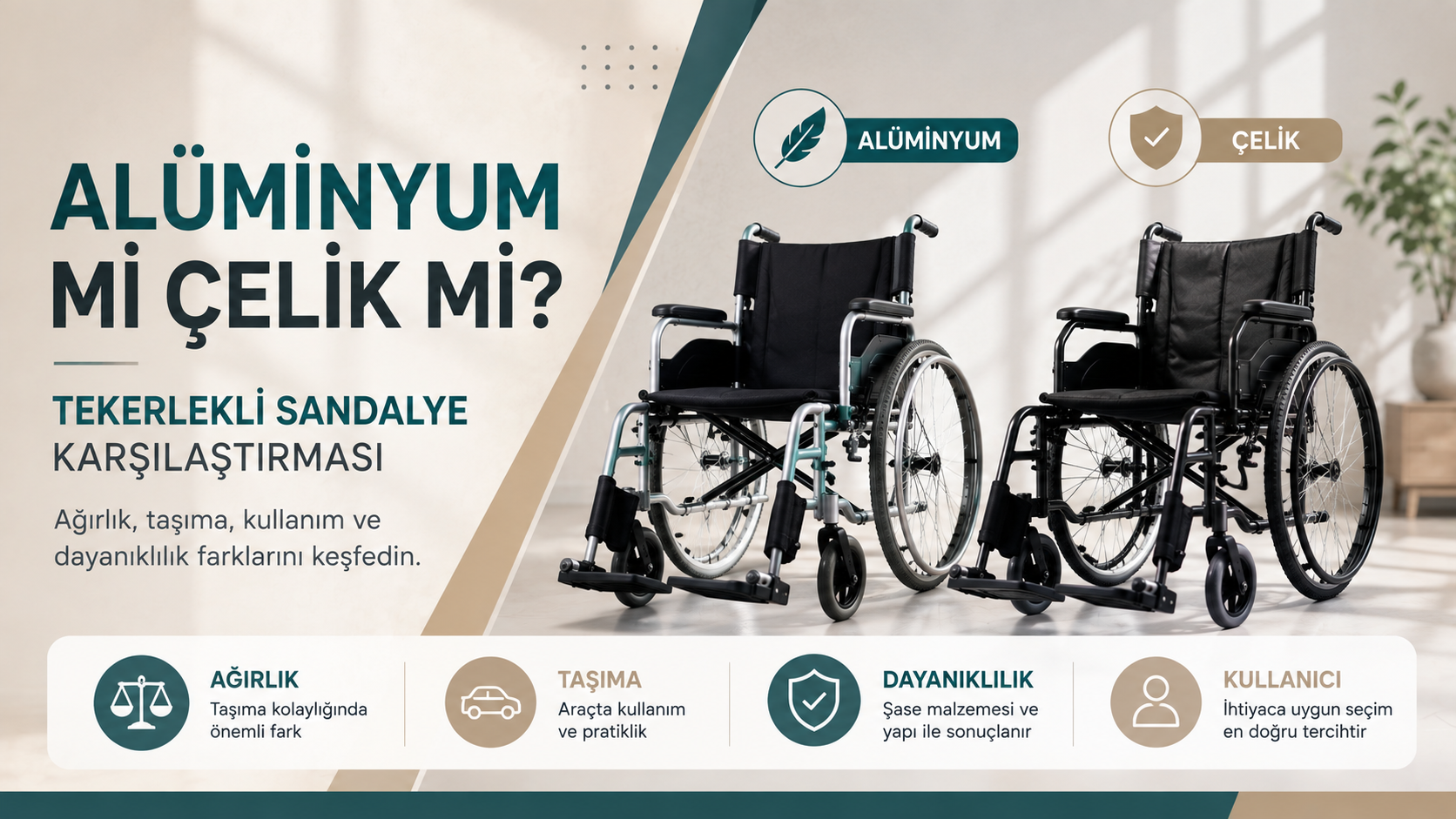 Alüminyum Tekerlekli Sandalye ile Çelik Tekerlekli Sandalye Karşılaştırması