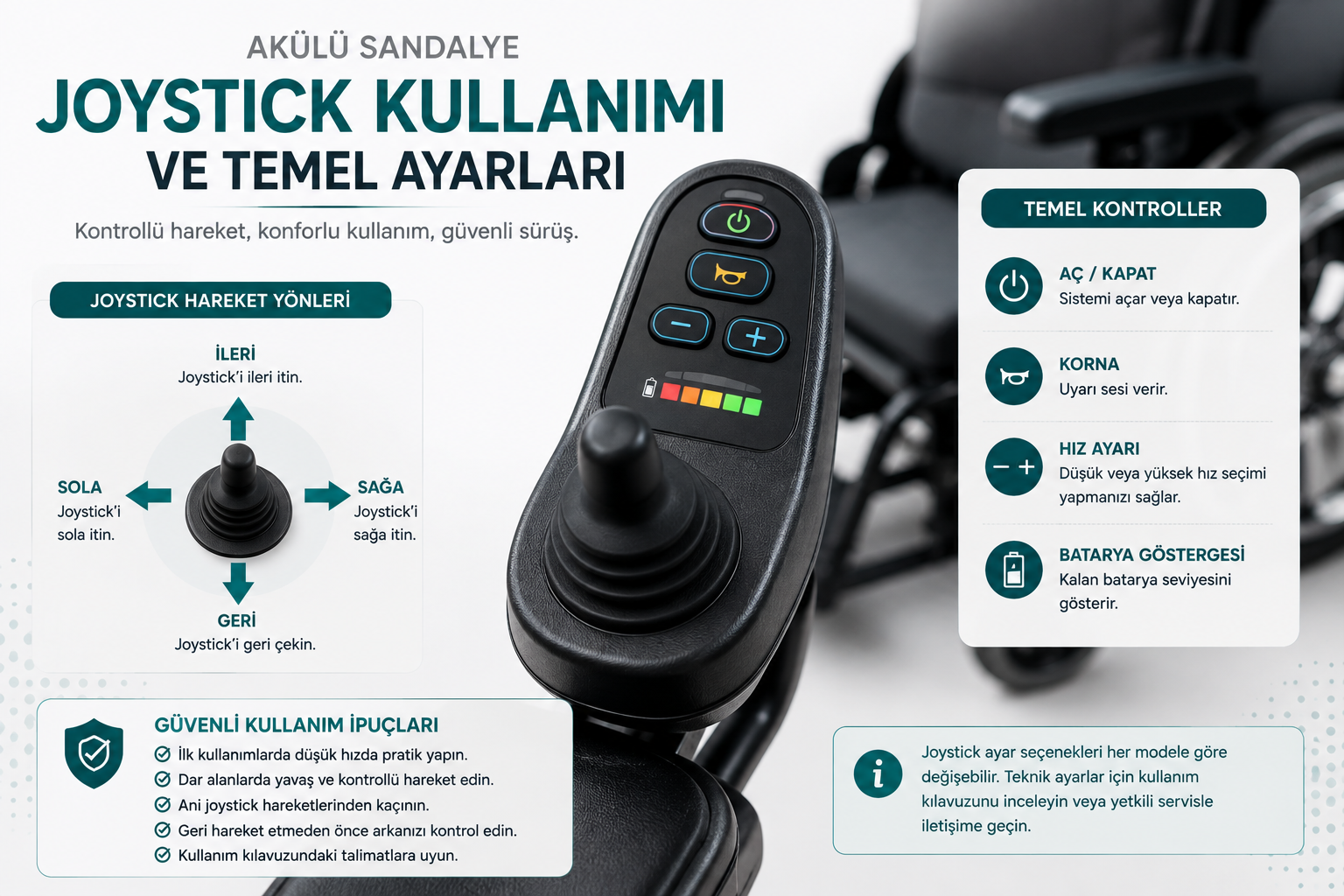 Akülü Sandalye Joystick Kullanımı ve Temel Ayarları