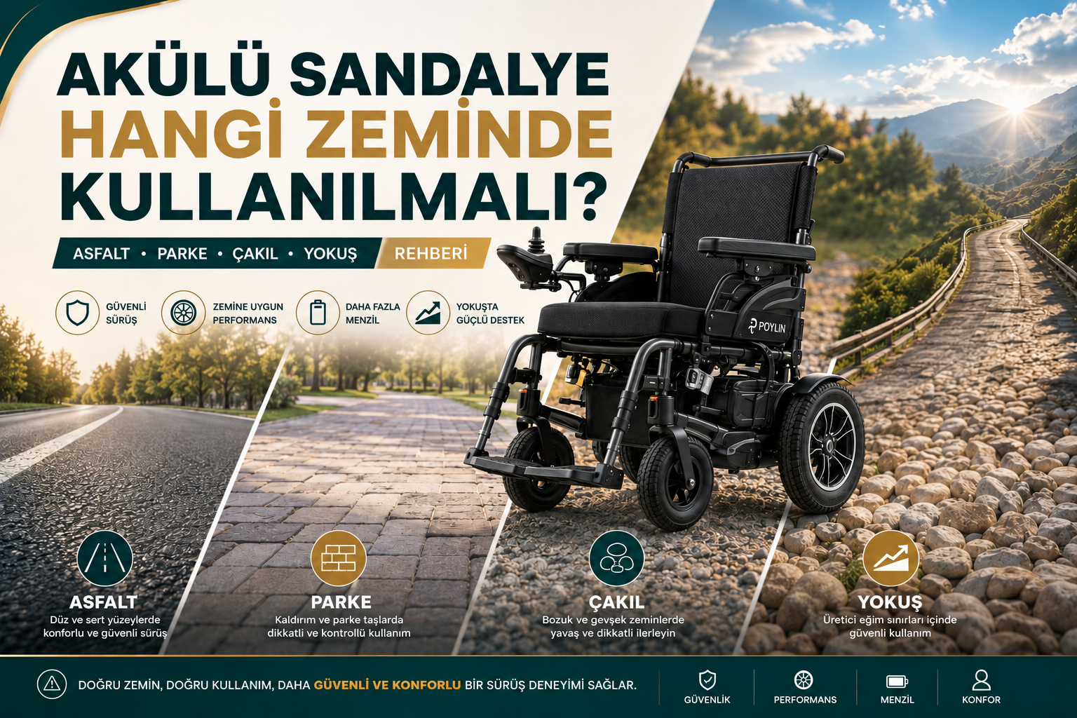 Akülü Sandalye Hangi Zeminde Kullanılmalı? Asfalt, Parke, Çakıl ve Yokuş Rehberi