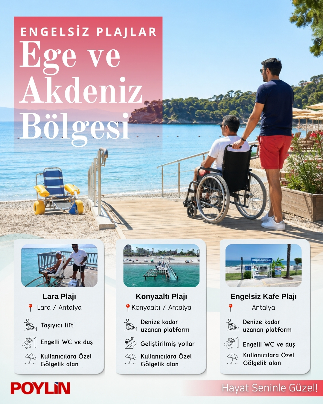 Antalya engelsiz plajlar Lara Konyaaltı ve Engelsiz Kafe Plajı örnekleri