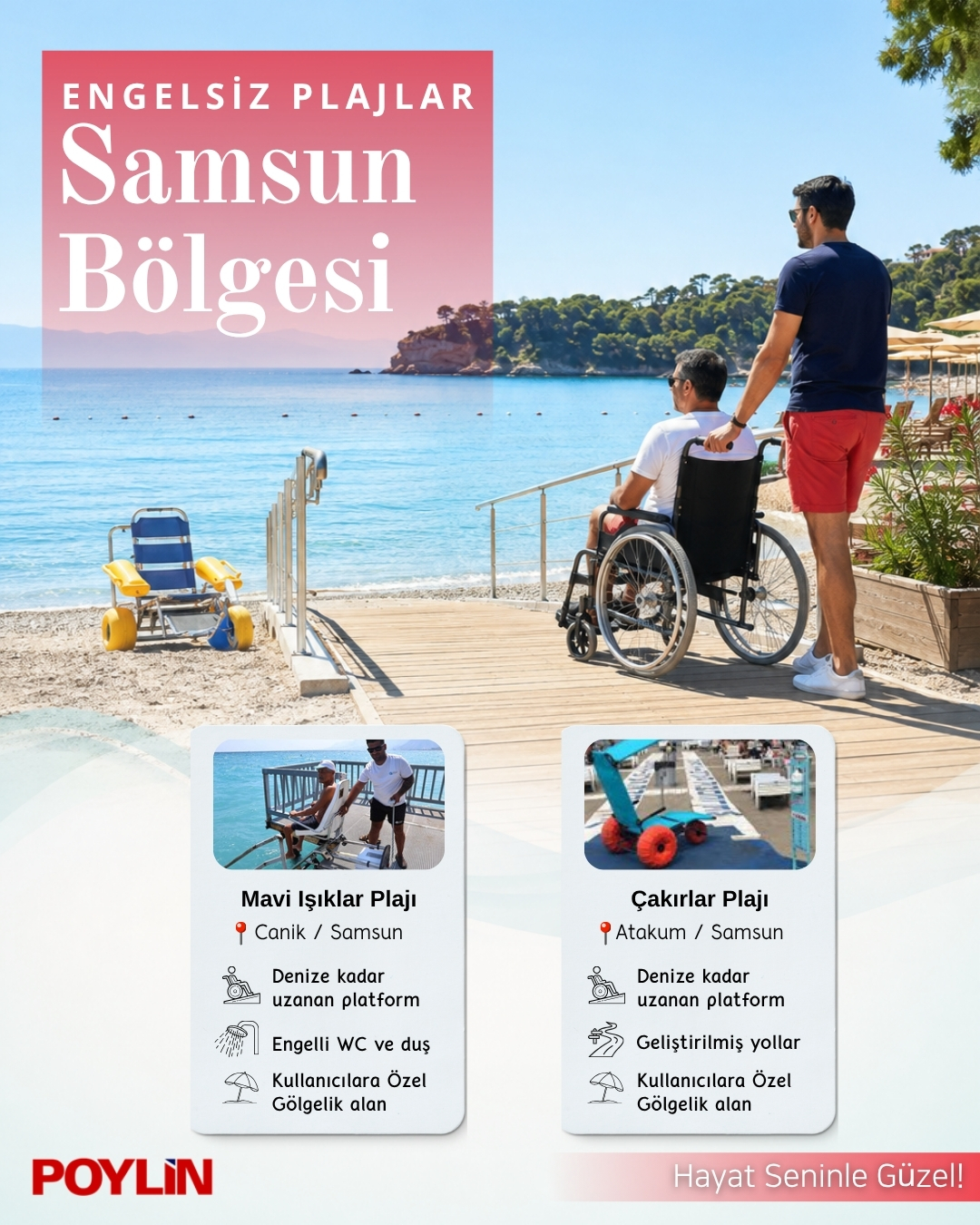 Samsun engelsiz plajlar Mavi Işıklar Plajı ve Çakırlar Plajı örnekleri