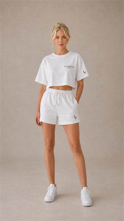 beyaz şort t short takım 