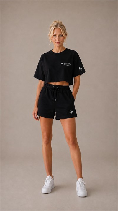 siyah şort t short takım 