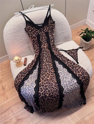 Vahşi Zarafet Leopar Dantel Tanga Hediyeli Set