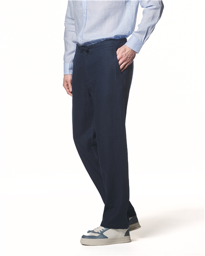 %100 Keten Beli Lastikli Pantolon