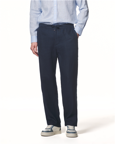 %100 Keten Beli Lastikli Pantolon