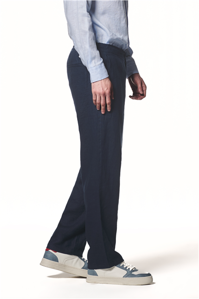 %100 Keten Beli Lastikli Pantolon