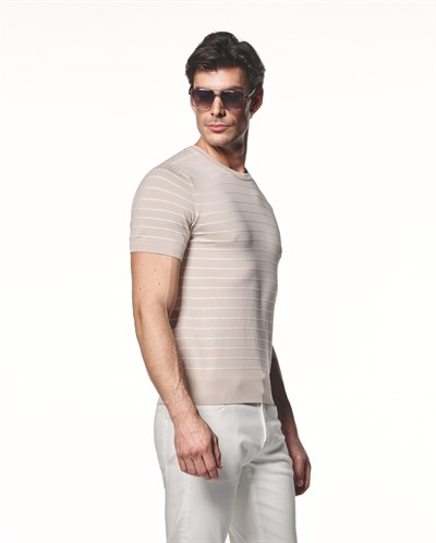Çizgili Triko T-Shirt