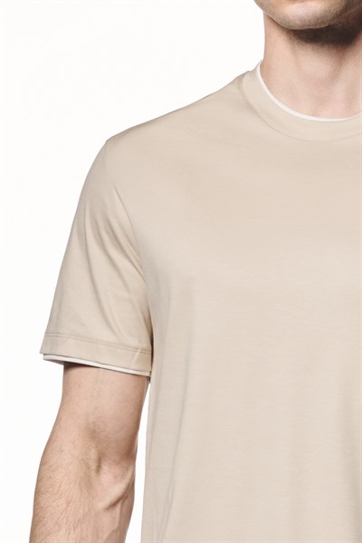 Kontrast Detaylı Pamuk Modal T-Shirt