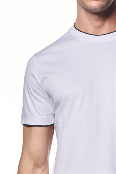 Kontrast Detaylı Pamuk Modal T-Shirt